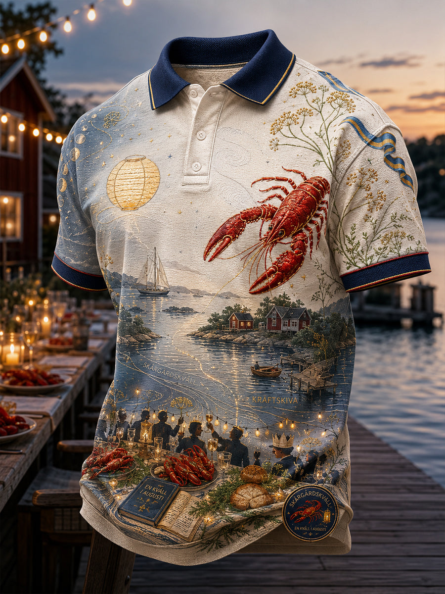 Herr T-shirt med korta ärmar – Svensk kräftskiva