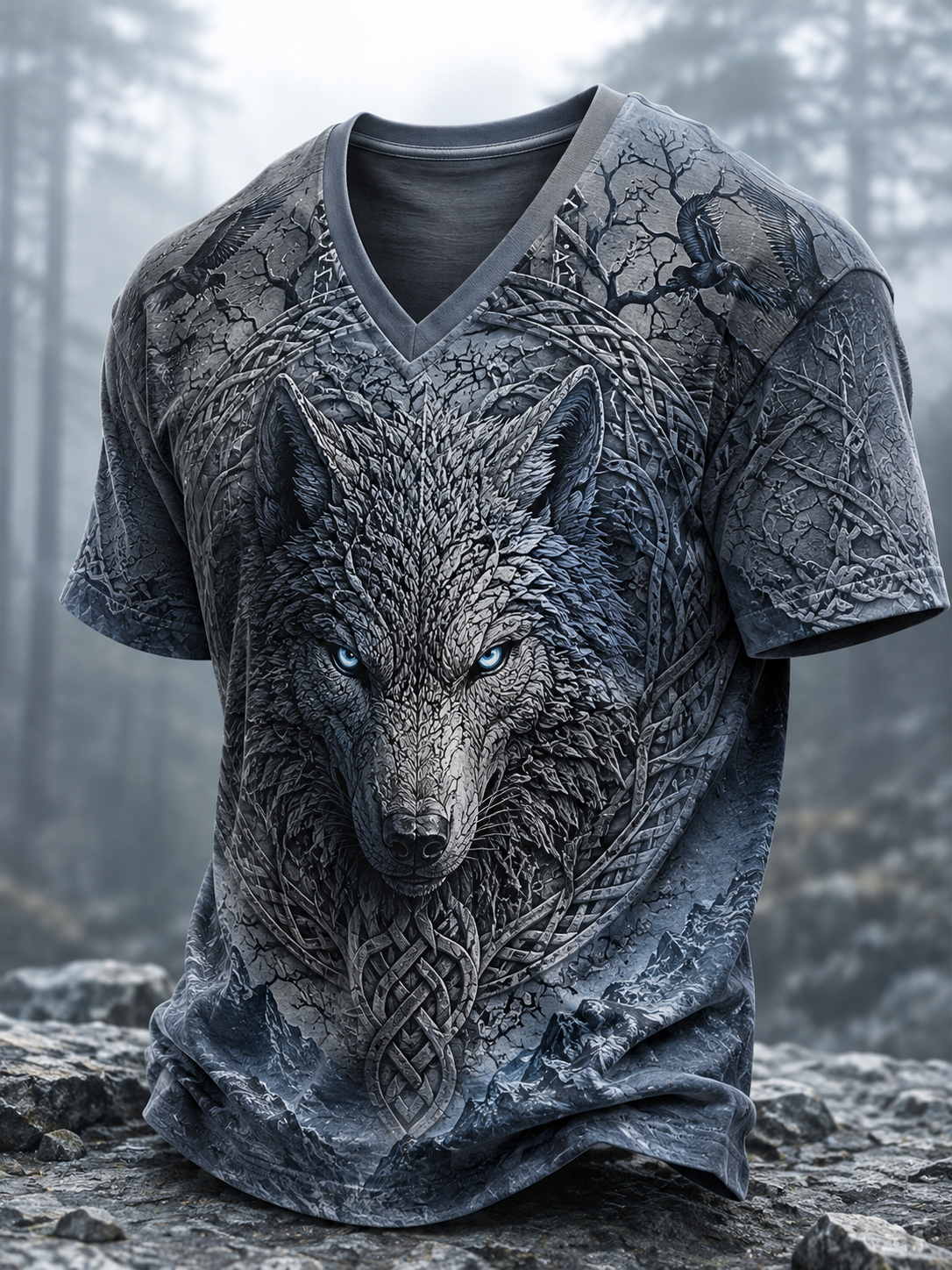 Herr-Viking-V-ringad T-shirt