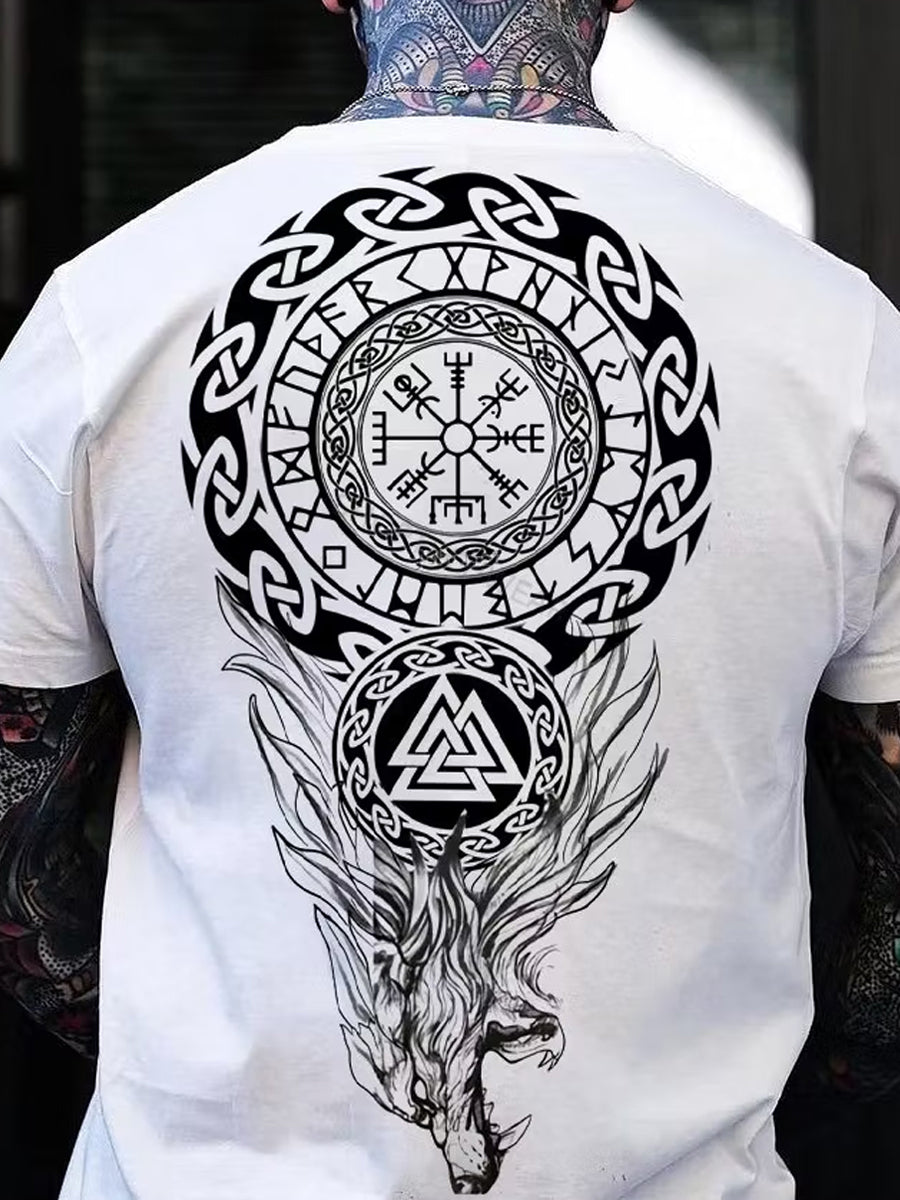 Retro Viking konst Print Casual T-shirt