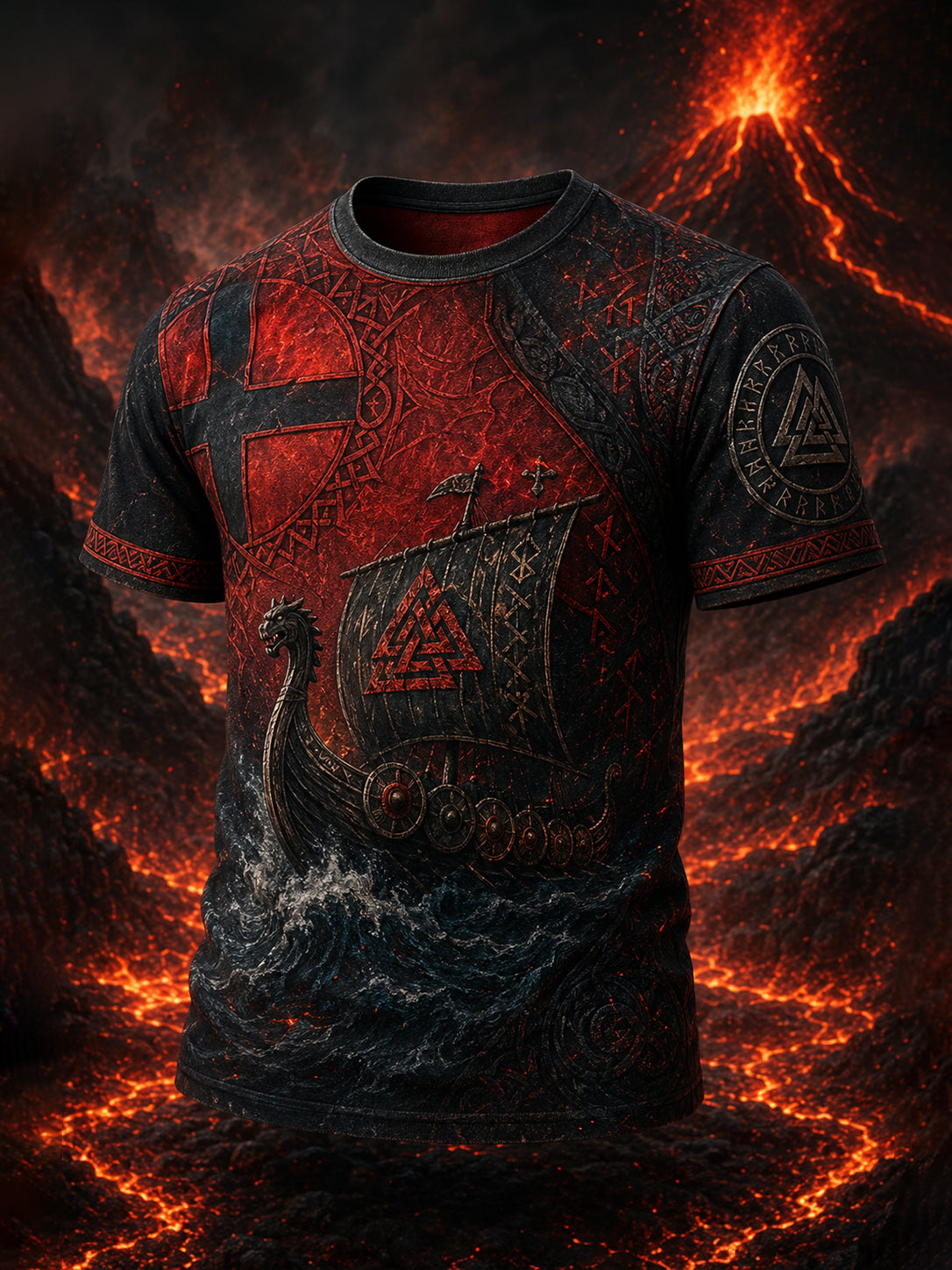 Mäns finska Viking Patriotisk konst Print Casual T-shirt