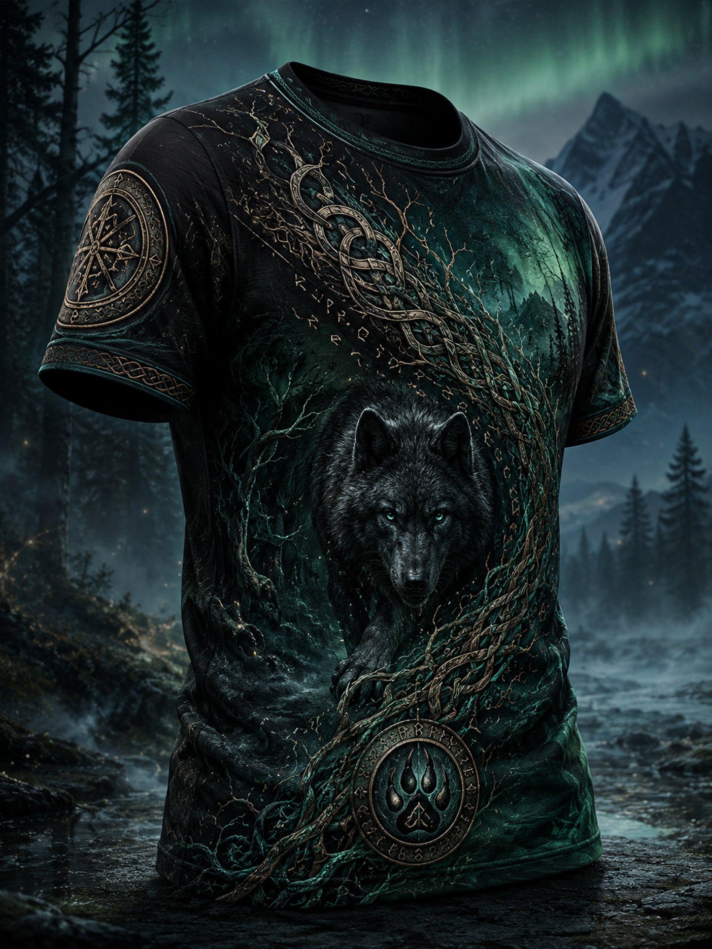 Kvinnlig finsk patriotisk konsttryck med vikingatema – avslappnad t-shirt