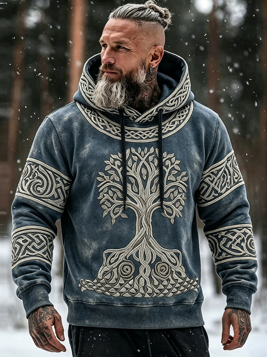 Mäns viking inspirerad keltiska tryck överdimensionerad Hoodie med fickar