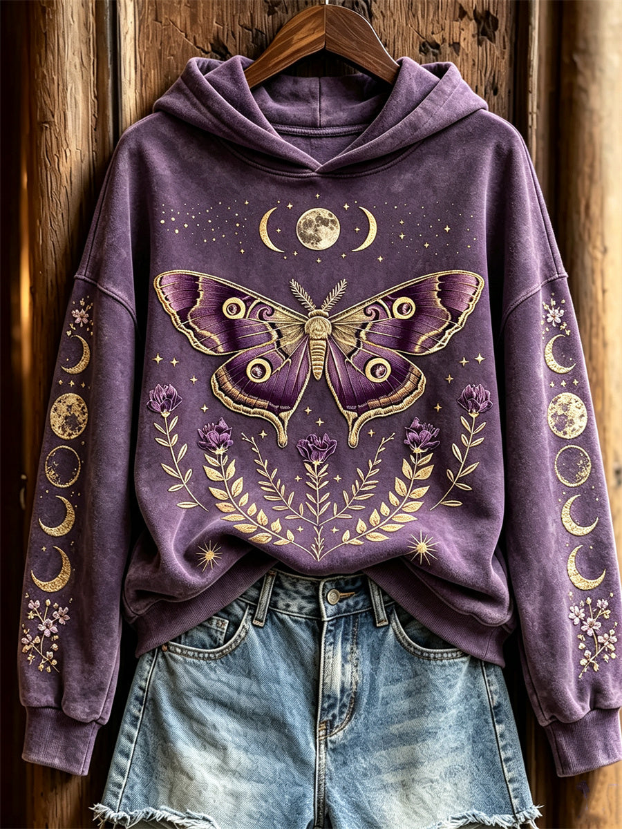 Kvinnors mystiska Luna Moth Purple Floral Moon Fas Print
