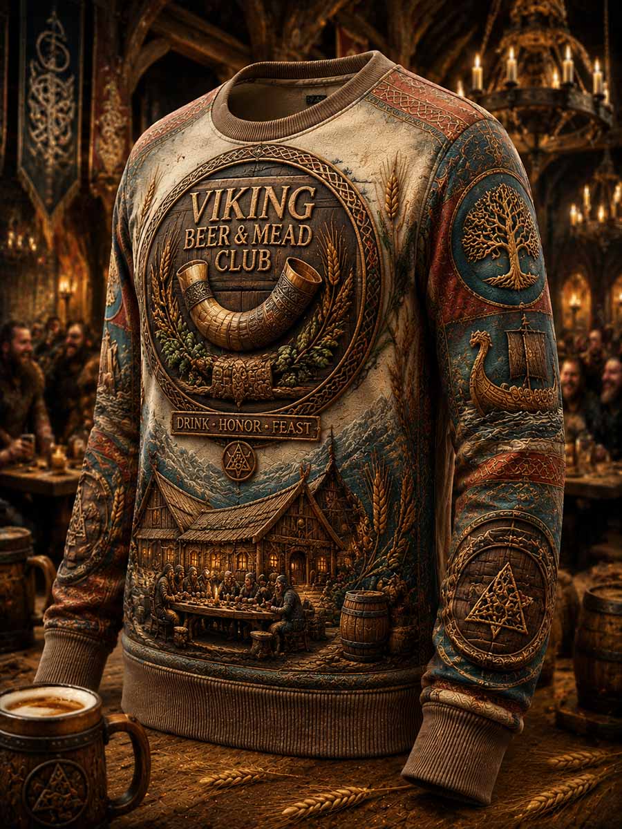 Mäns Vintage Viking öl konst mönster tryckt