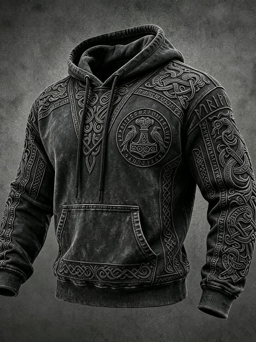 Herrlig vikingainspirerad konst keltiskt tryck vintage mysig hoodie