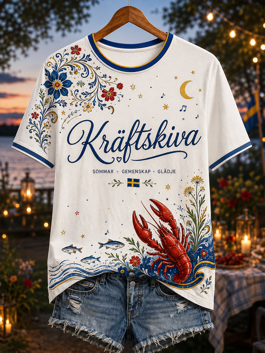 Dammens Sverige Kräftskiva T-shirt med korta ärmar