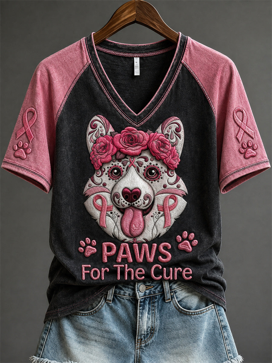 Kvinnor tass för den Cure Cargi Dog Pink Sugar Skull Skriv ut kortärmad t-shirt