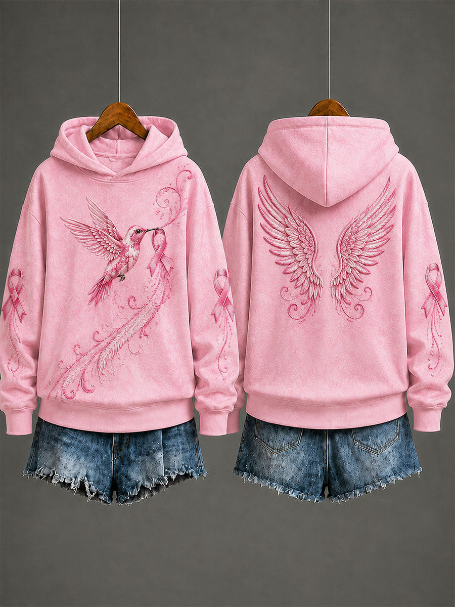 Kvinnor Hummingbird Skriv ut bröstcancer förebyggande regelbunden Sweatshirt