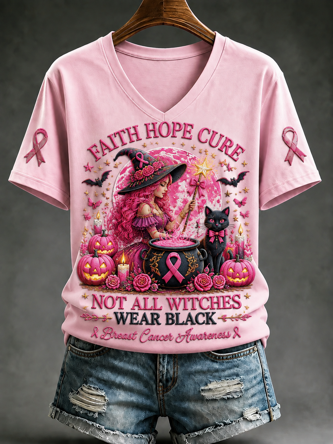 Kvinnlig bröstcancer-t-shirt med korta ärmarna