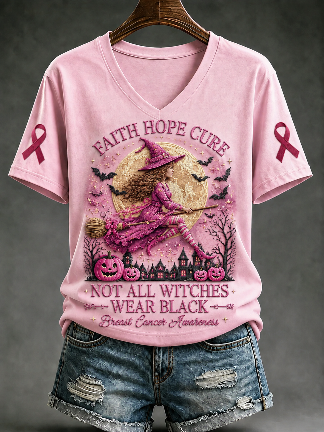 Kvinnlig bröstcancer-t-shirt med korta ärmarna