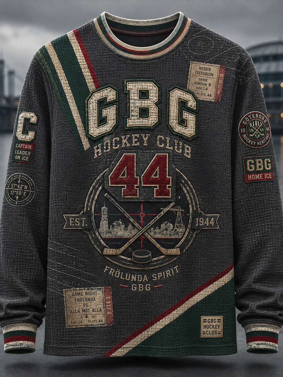 Herr 1944 Göteborg Hockeyarv Våffelmönstrad Waffle T-shirt med lång ärm