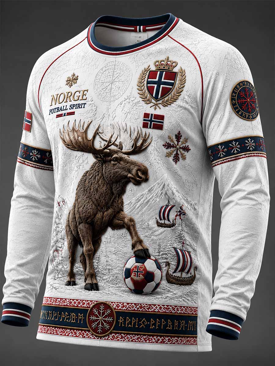 Herre-Norgeslagets fotballtrykk langærmet sweatshirt
