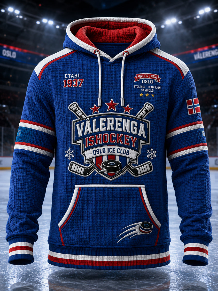 Herrlig jakke i vaffelstrikk med lange ermer og ishockeymotiv