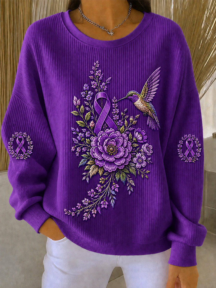 Kvinnors lila blomster & söt spöke Print Alzheimers medvetenhet Support Sweatshirt