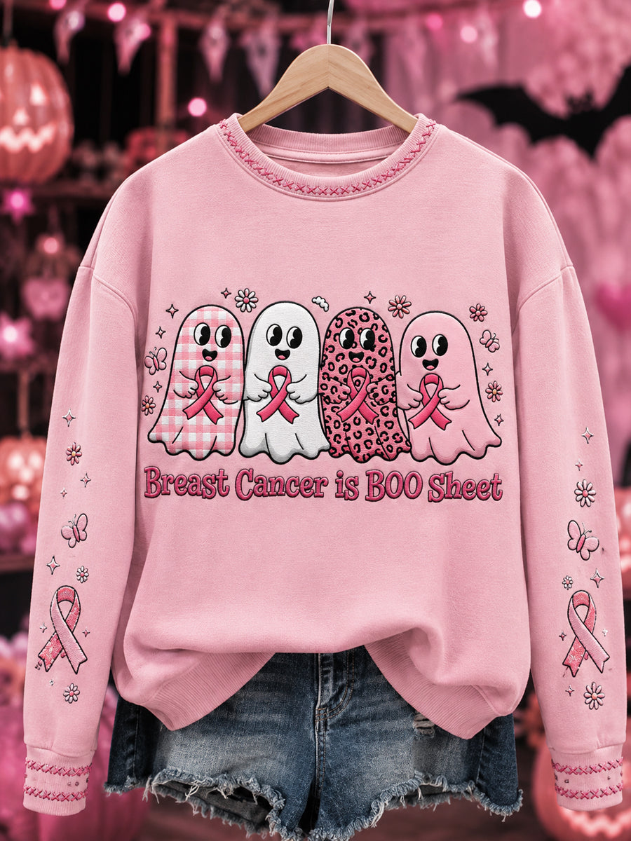 Kvinnors “Breastcancer är BOO Sheet” Skriv ut tröjar