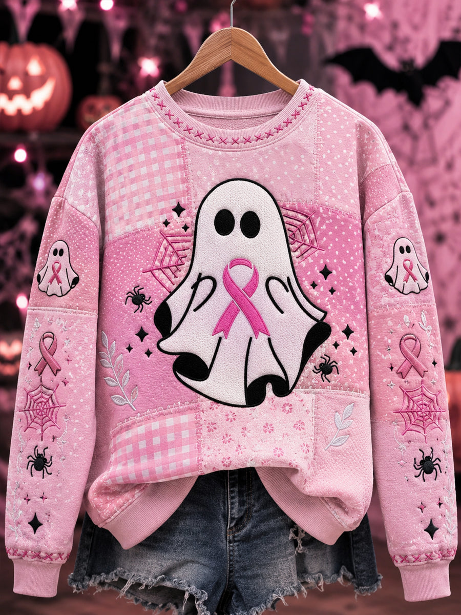 Kvinnors Halloween Bröstcancer Print Sweatshirt