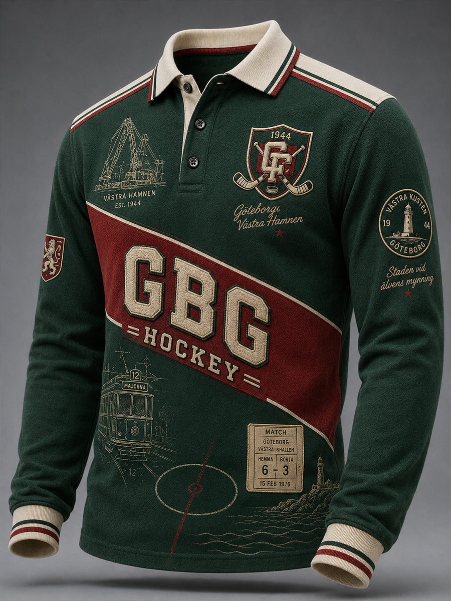 Herrskjorta från 1944 Göteborg Hockeyarv med våffelmönster och lång ärm