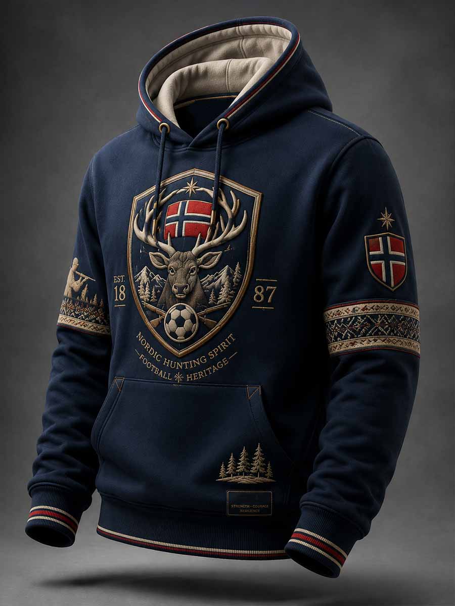 Herrer Retro Norge Fotball Hettegenser