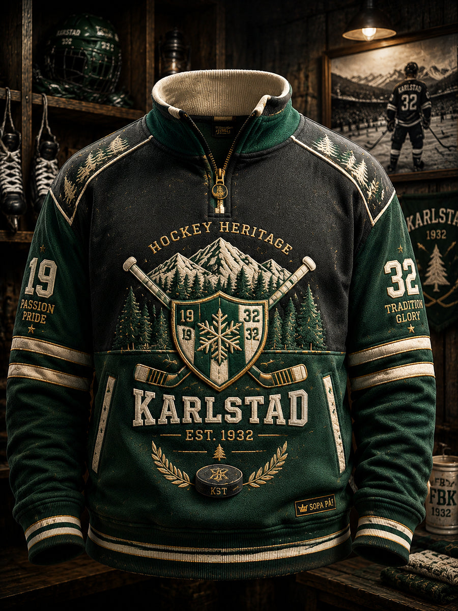 1932 Grönt & Vitt Hockeyklubb Sweatshirt med dragkedja