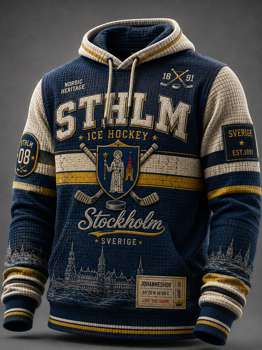 Herrtröja i oversize med fallande axlar och fickor från Djurgården Hockey, Sverige