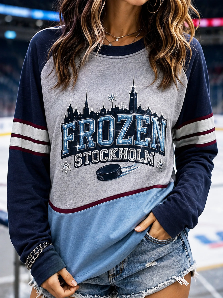 Dammens retro Djurgården-hockeyklassiker-T-shirt