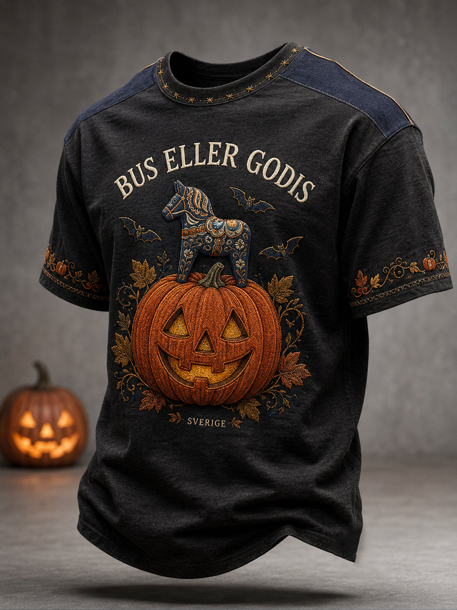 Herrtröja med svensk Halloween-konsttryck