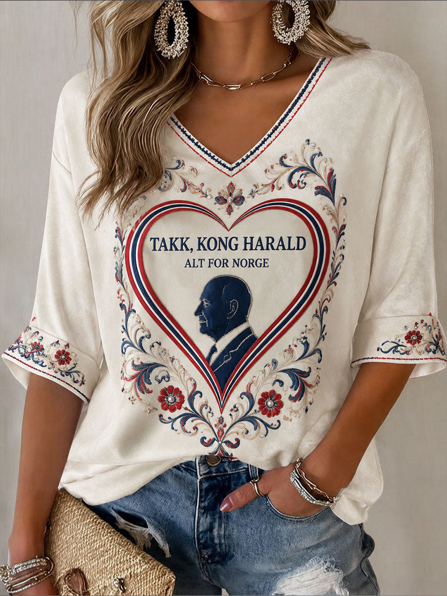 Damelik T-skjorte Rip Norway med Harald-print
