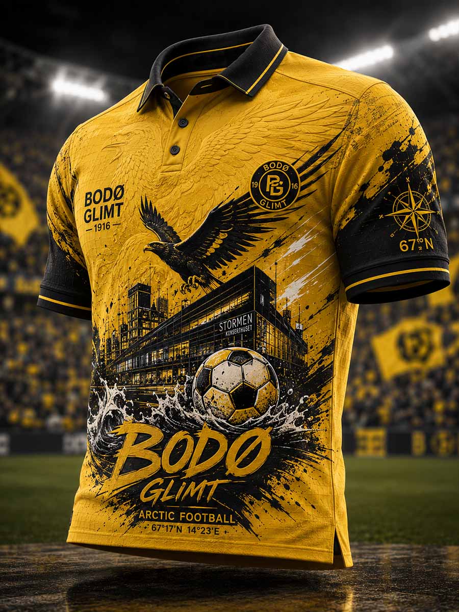 Gammelt fotballpolo til menn med Bodø-lagets logo