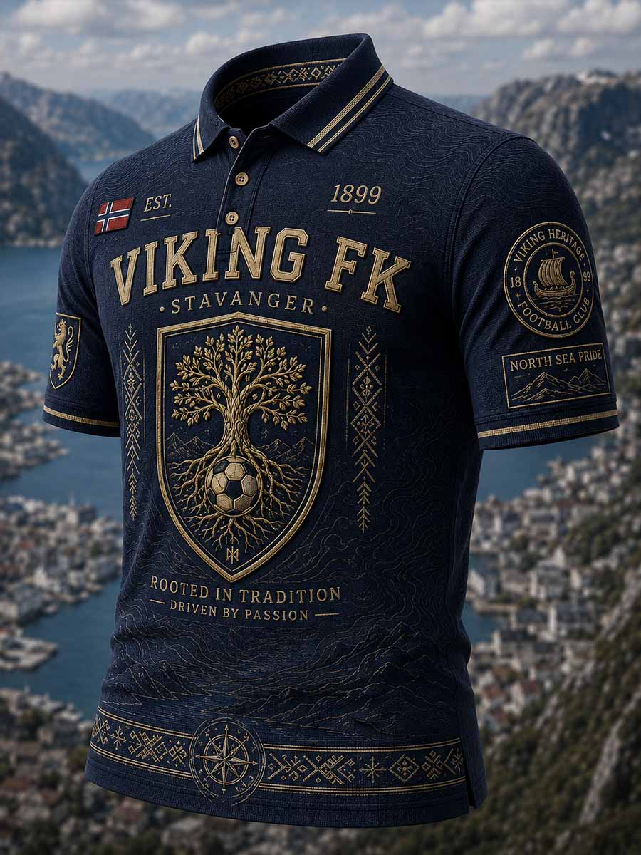 Vintage fotballagsgrafikk på herrepolo