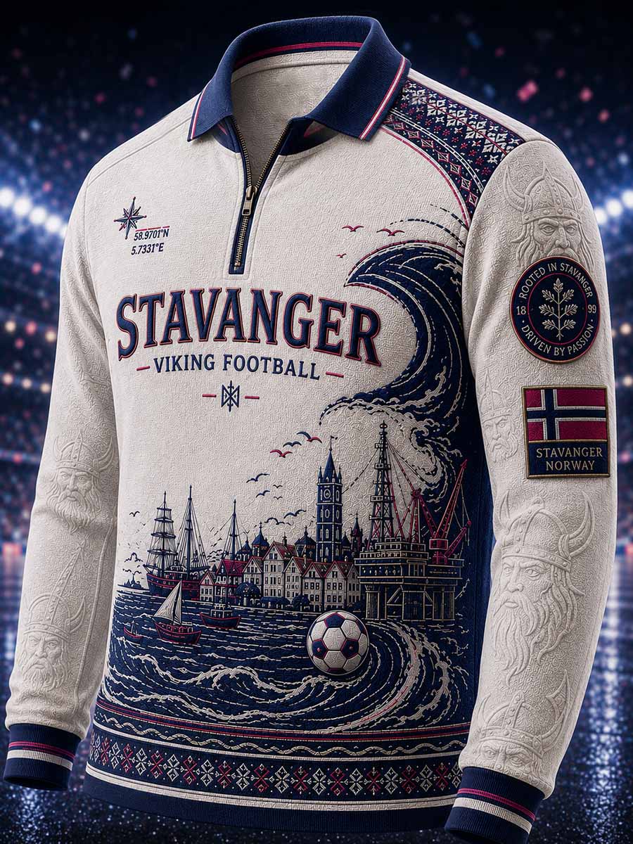 Herrepolo med Viking FK-mønster og trykk