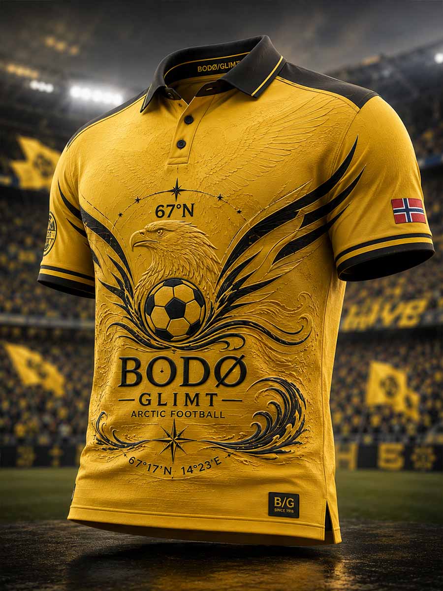 Gammelt fotballpolo til menn med Bodø-lagets logo