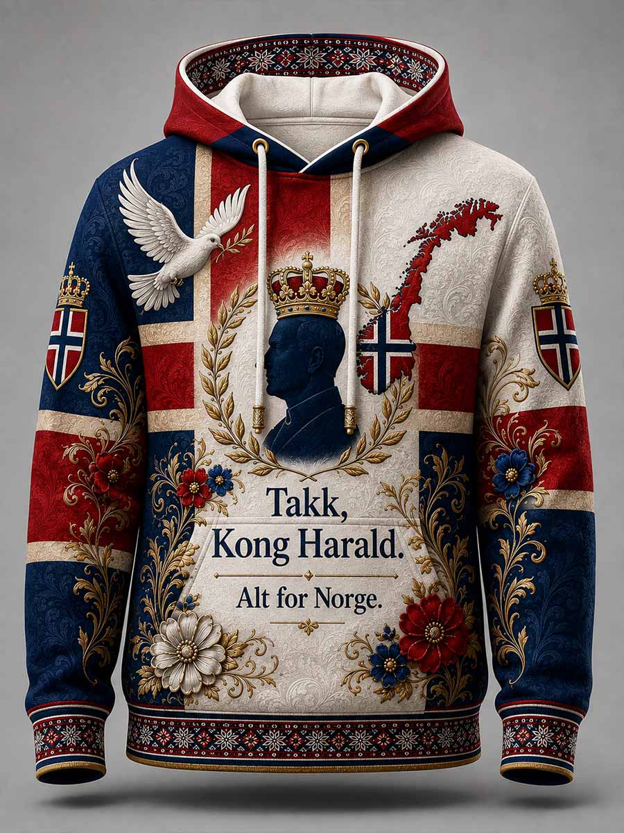 Herrenes Norge Harald-mønster trykket sweatshirt