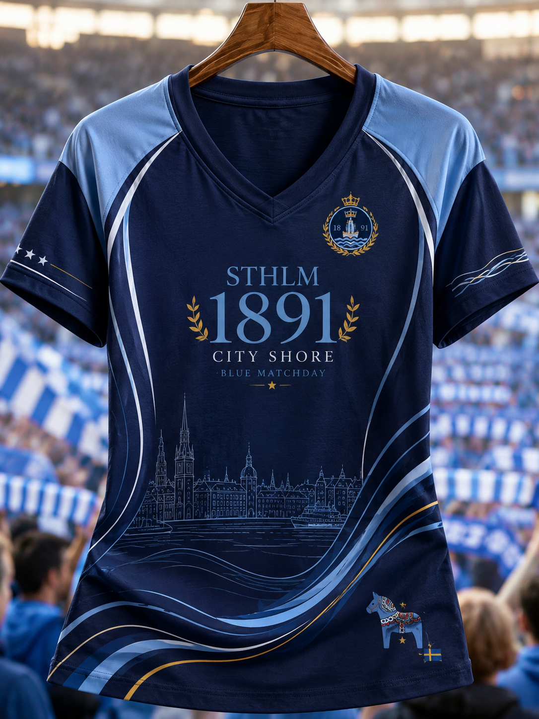 Damer Djurgårdens IF V-ringad axellös kortärmad t-shirt