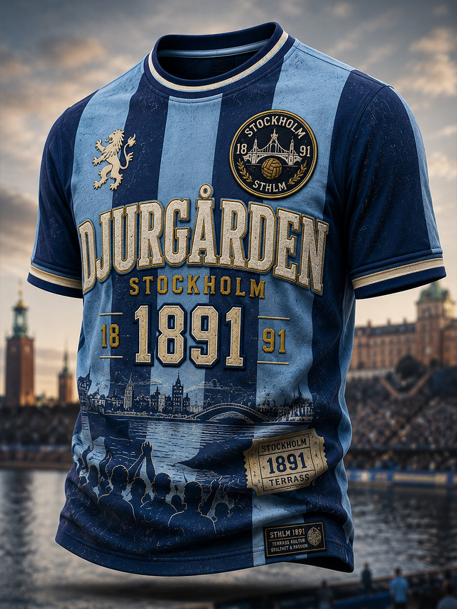 Mäns svensk fotboll Djurgården Fans Lover Short Slem T-shirt