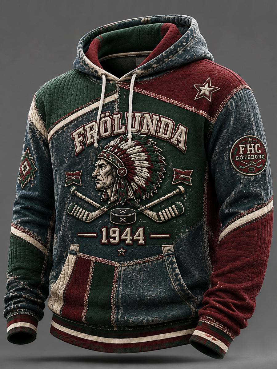 Män Frölunda Klassiska Röd Grön Hockey Hoodie