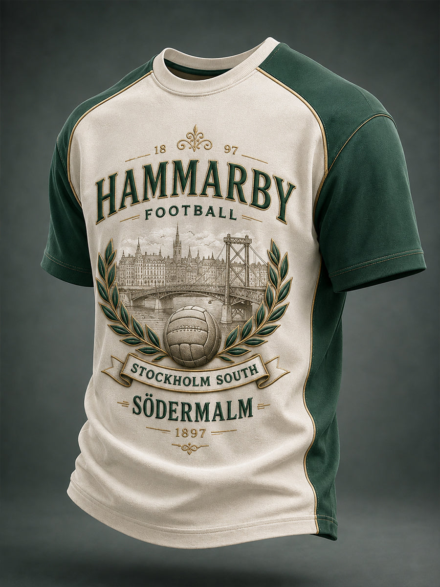 Herrarnas svenska fotbollströja med Hammarby-tema för fans och älskare, kortärmad tröja
