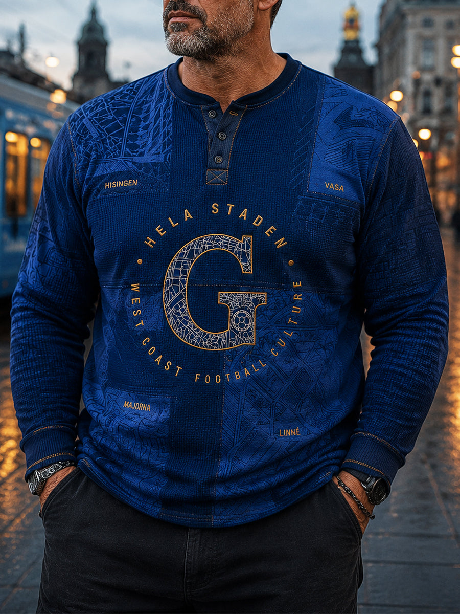 Herrarnas retro IFK Göteborg-svensk fotbollskärleksknappströja