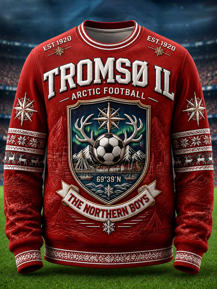 Herrers verdens nordligste profesjonelle fotballklubb-sweatshirt med trykk