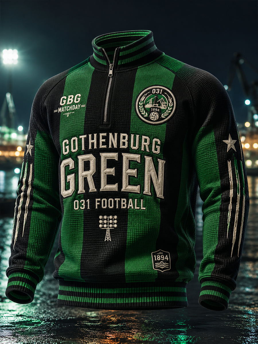 Herrarnas svenska fotboll T-shirt med vafelväv och lång ärm för Gais-supportrar och fotbollsälskare