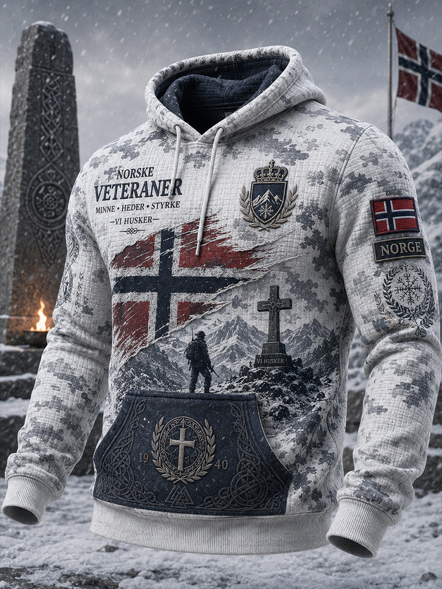 Menns Vintage Militær-Stil camo grafisk vaffle-knitt Langærme Sweatshirt