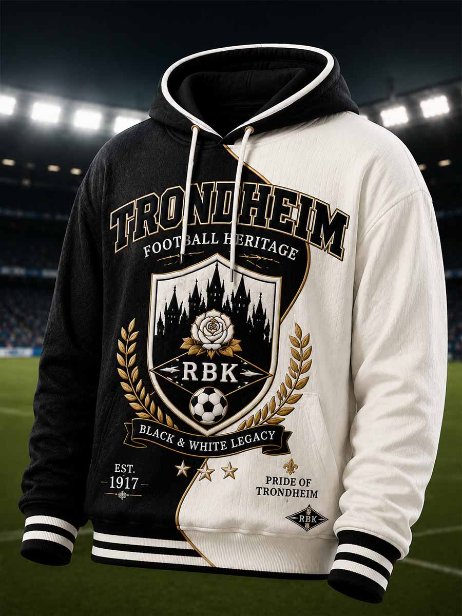 Vintage RBK-fotballagstrøje med hette for menn, trykt design