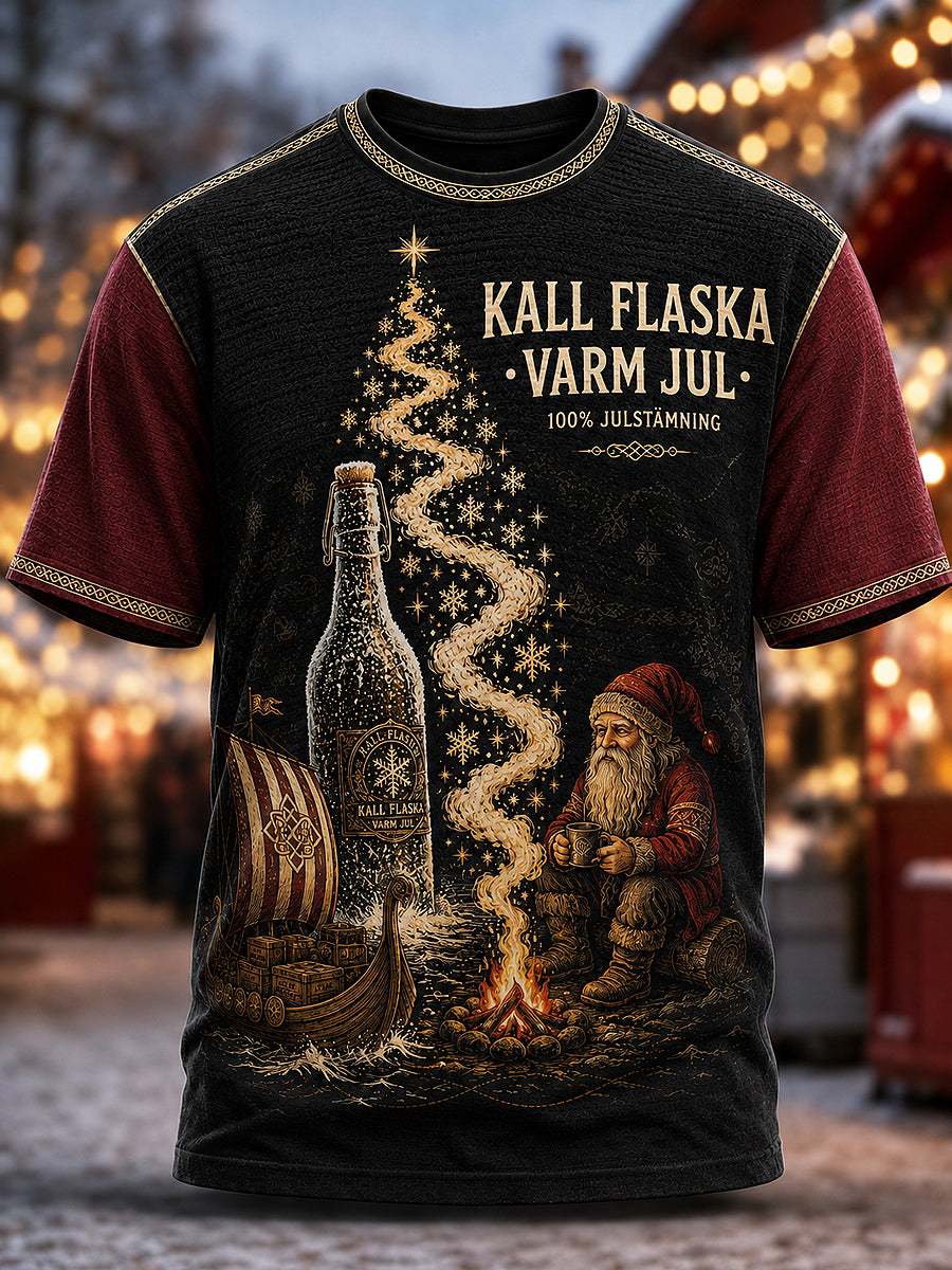 Herrlig vintertröja i svensk juldesign, vintagestil, lös och kortärmad
