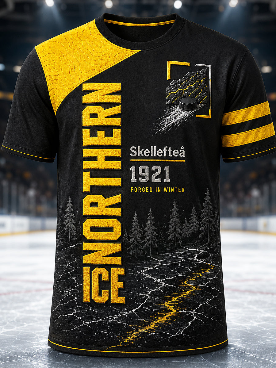 Herrskjorta med tryckt vintagemode från Skellefteå AIK, löst sittande kortärmad t-shirt