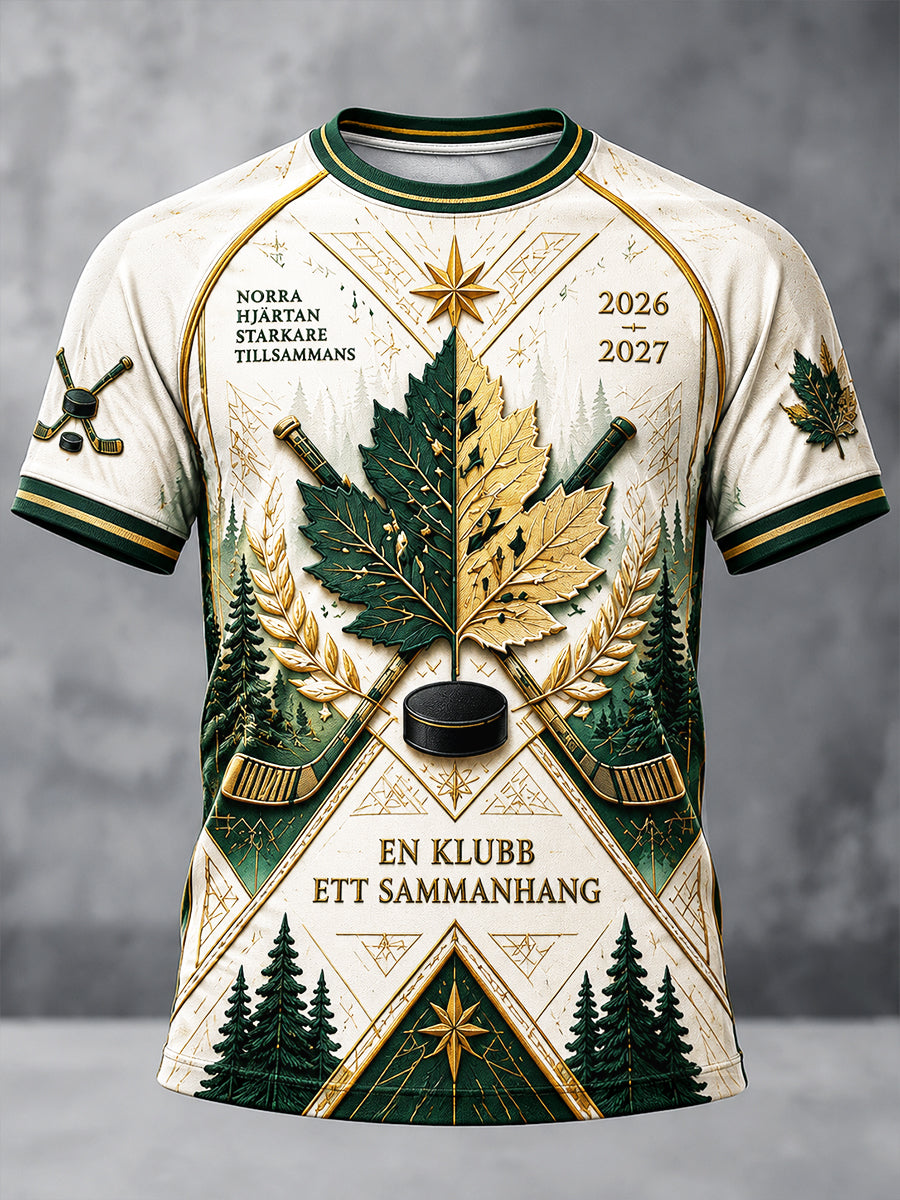 Herrliggande sammansatt tryckt vardagströja i svensk ishockeystil IF Björklöven