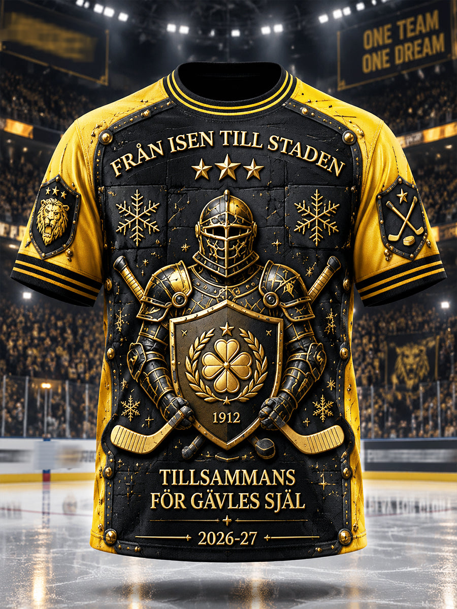 Herrliggande sammansatt tryckt vardagströja i svensk ishockeystil från Brynäs IF