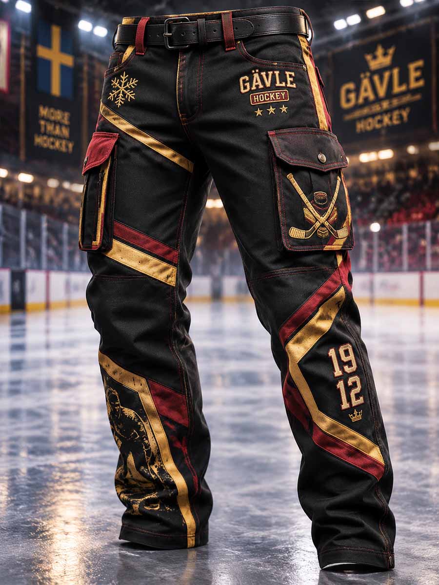 Herrar Retro Gävle Hockey Mönster Tryckta Arbetshängslen