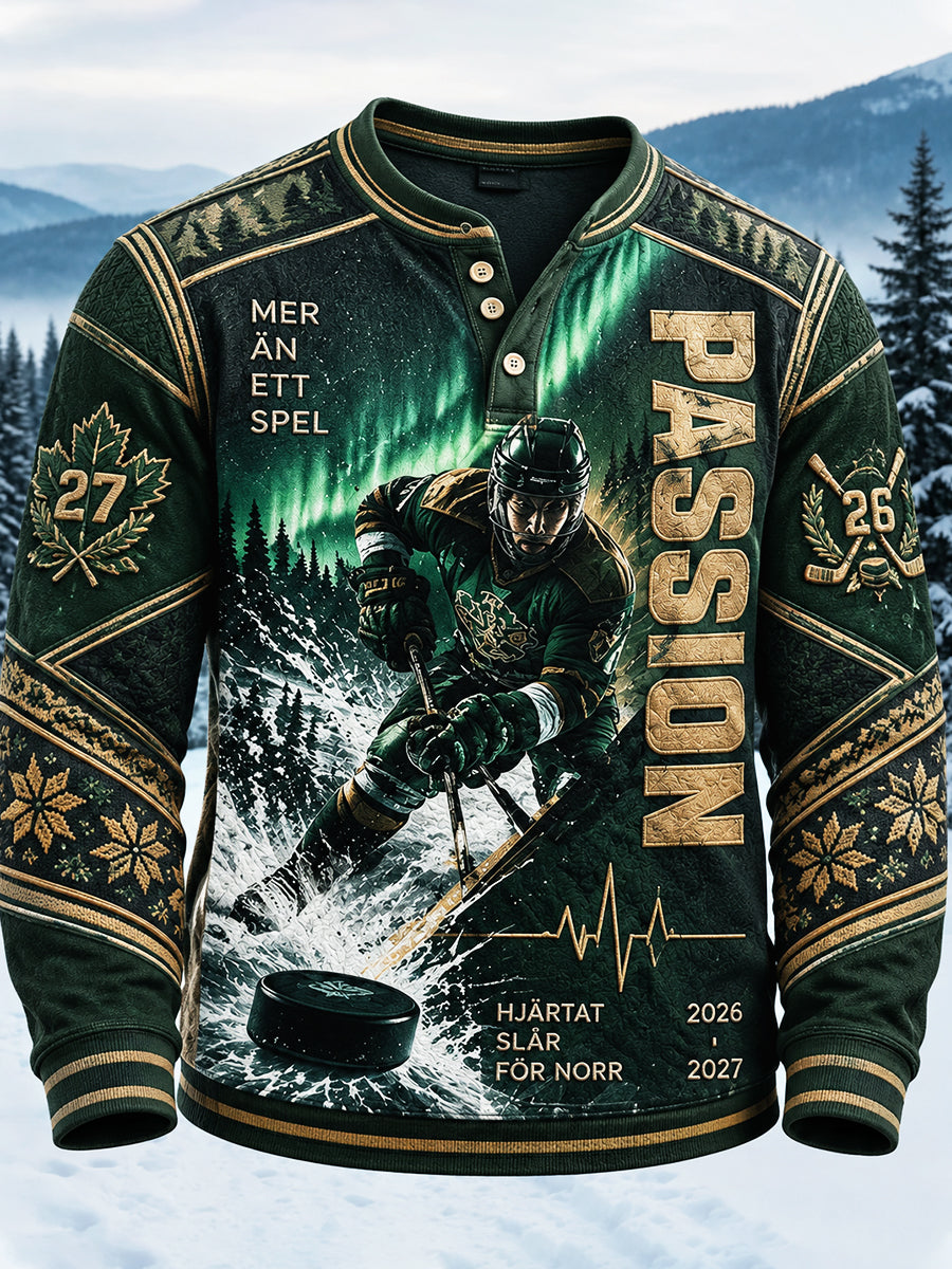 Grön svensk ishockeytröja för herrar med tryck från IF Björklöven – avslappnad sweatshirt