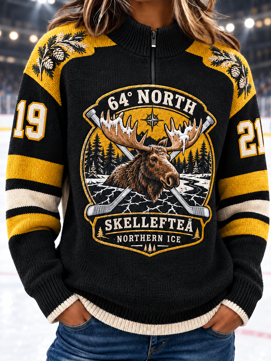 Damtröja med halv dragkedja och tryck från Skellefteå AIK