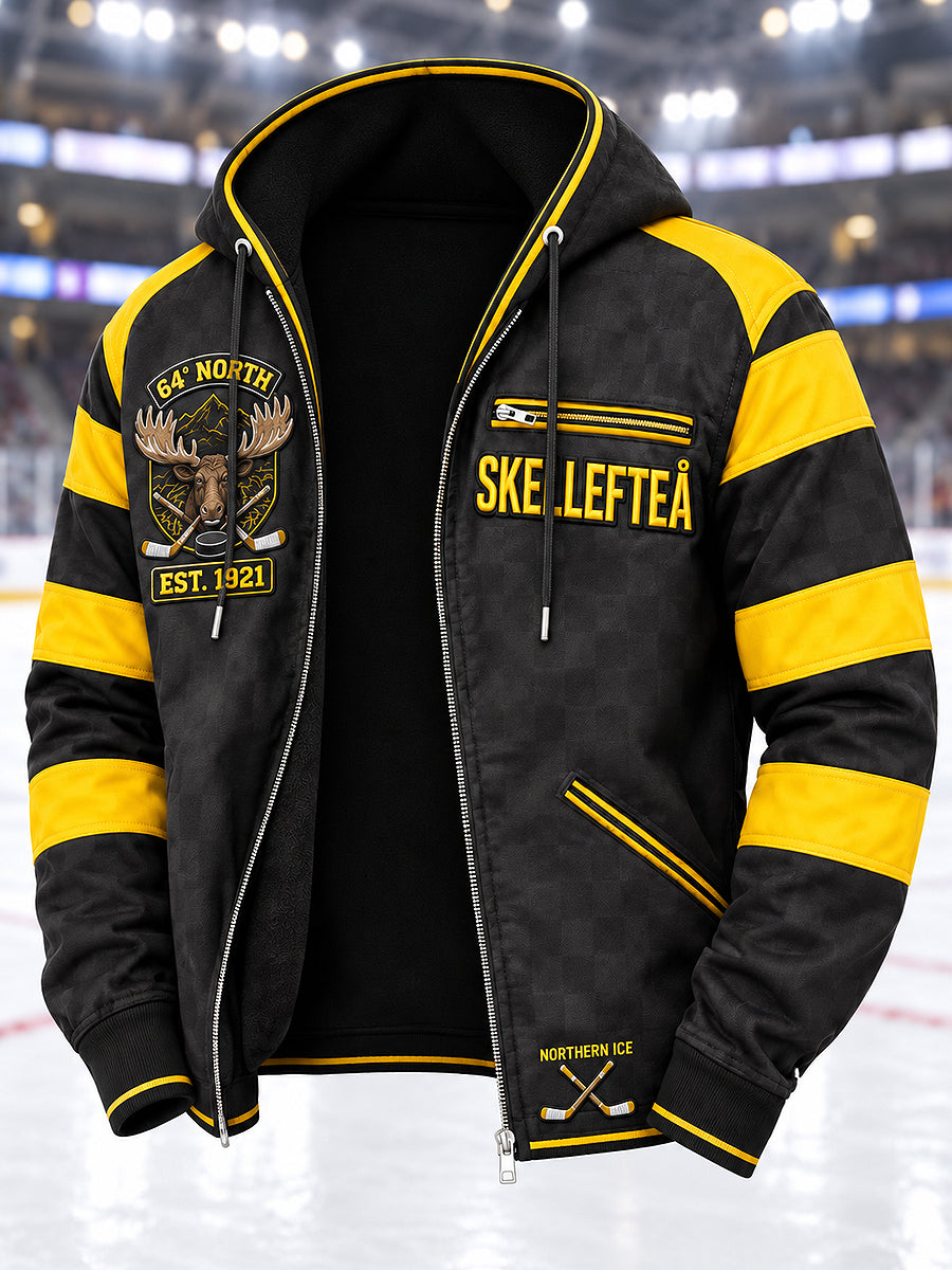 Herrjacka från Skellefteå AIK med tryckt mönster, långärmad och med huva
