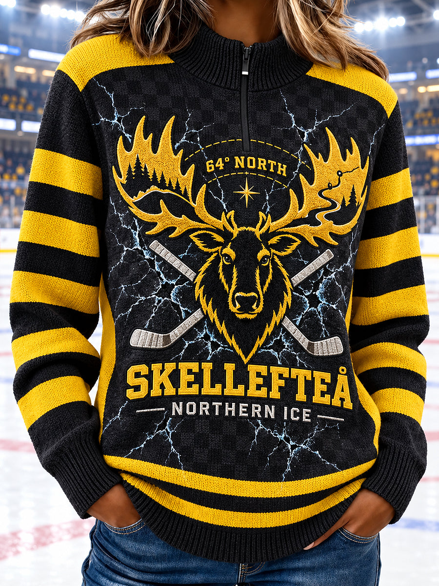Damtröja med halv dragkedja och tryck från Skellefteå AIK